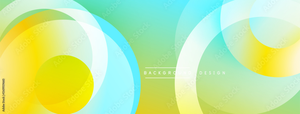 Poster Abstract composition with layered circular elements, blending gradients and soft transitions, creating a sense of depth, motion, and visual harmony