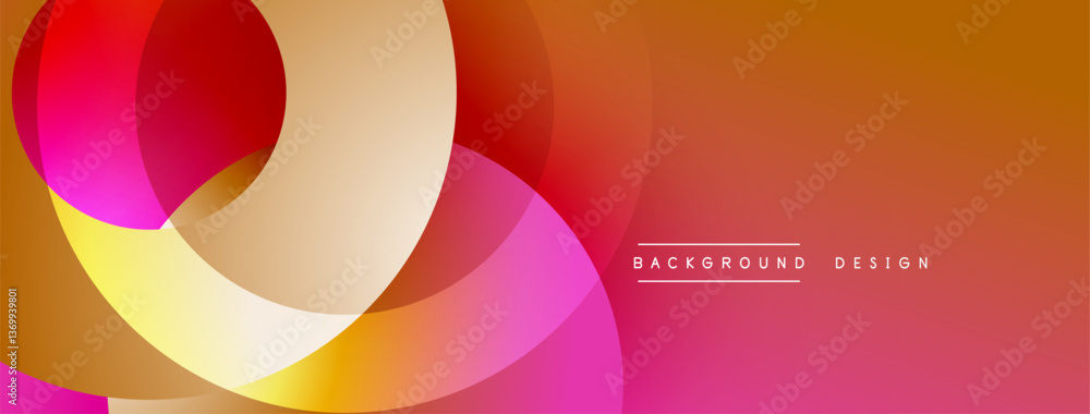 Leinwandbilder Layered circular shapes in vivid colors form a gradient-rich abstract design with smooth transitions, depth effects, and a modern, futuristic aesthetic