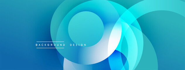 Layered circular shapes in vivid colors form a gradient-rich abstract design with smooth transitions, depth effects, and a modern, futuristic aesthetic