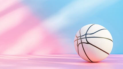 Obraz premium Pixelated Basketball on Pastel Pink and Blue Gradient