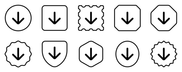 Vector single arrow chevron down icon. Black, white background. Perfect for app and web interfaces, infographics, presentations, marketing, etc.