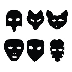 Set of black Mask Silhouette illustration vector based drawing Vol 02
