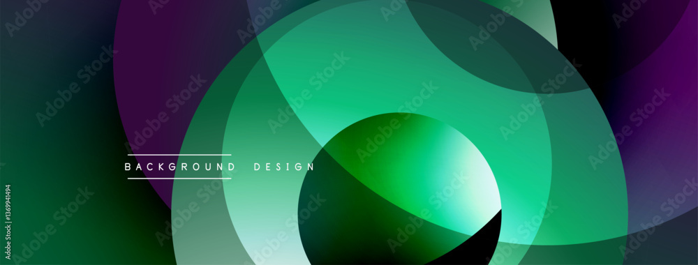 Aufkleber Abstract composition with layered circular elements, blending gradients and soft transitions, creating a sense of depth, motion, and visual harmony