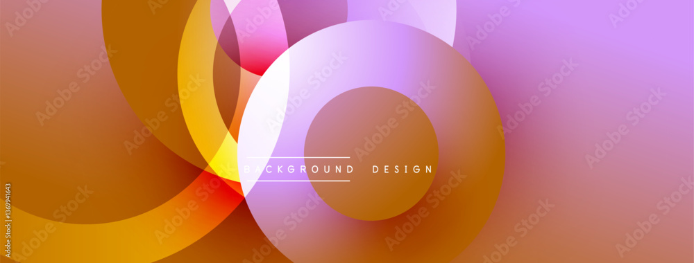 Poster Abstract composition with layered circular elements, blending gradients and soft transitions, creating a sense of depth, motion, and visual harmony