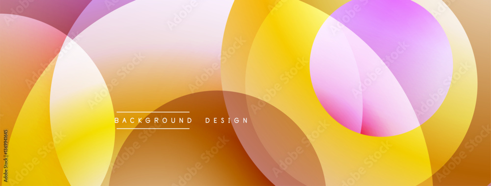 Fototapete Abstract composition with layered circular elements, blending gradients and soft transitions, creating a sense of depth, motion, and visual harmony