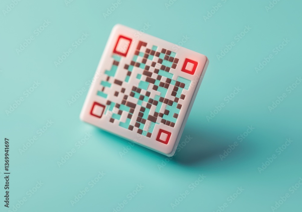 Aufkleber modern qr code on turquoise background for digital interaction