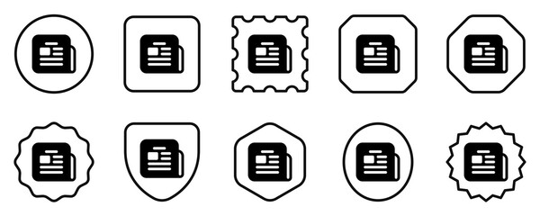 Vector newspaper newsletter icon. Black, white background. Perfect for app and web interfaces, infographics, presentations, marketing, etc.