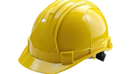 Safety First: A vibrant yellow hard hat, symbolizing protection, stands as a beacon of safety in a construction or industrial setting. It's a symbol of diligence, attention to detail.