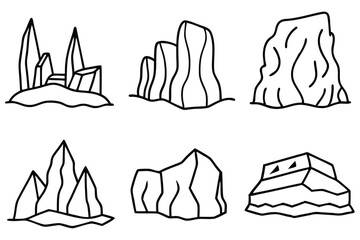 Cliffs line art illustration for nature book cover (1)