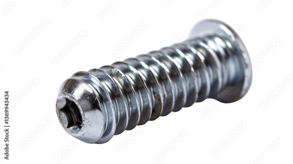 Poster the macro bolt: a detailed studio shot of a shiny bolt, captured in a macro style revealing its intr