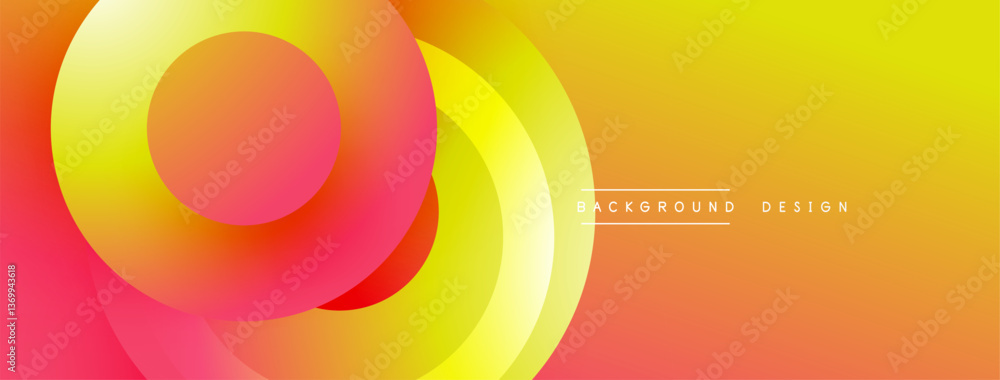 Aufkleber Abstract composition with layered circular elements, blending gradients and soft transitions, creating a sense of depth, motion, and visual harmony