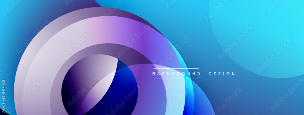 Fototapete layered circular shapes in vivid colors form a gradient-rich abstract design with smooth transitions
