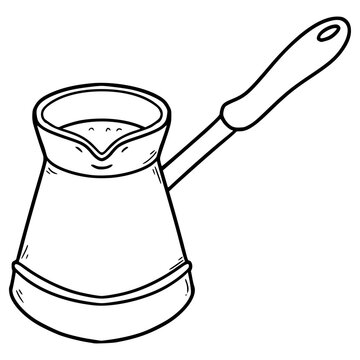 recommend clip art: turkish coffee pot illustration hand drawn outline vector
