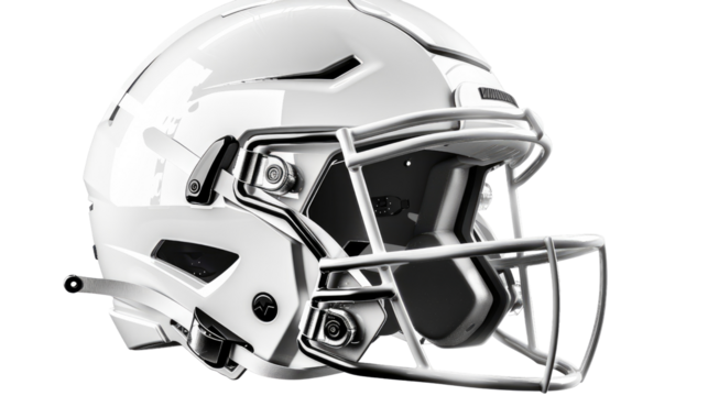Gridiron Guardian: This image presents a close-up of a pristine football helmet. A symbol of protection and athletic prowess.
