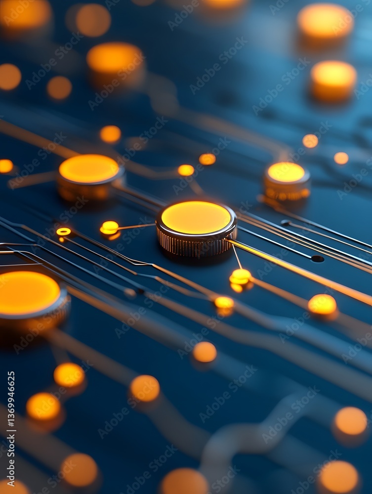 Aufkleber futuristic technology network of interconnected data nodes