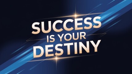 A vibrant poster featuring the central text “SUCCESS IS YOUR DESTINY” in a bold, modern sans‑serif font with a radiant gold fill and subtle shadow.