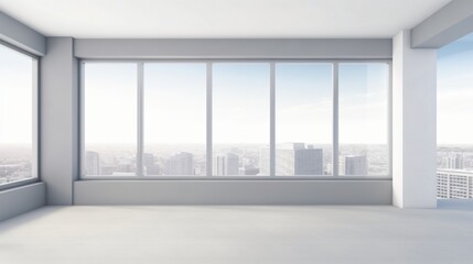 Obraz premium Modern Empty Office Space with Panoramic City View