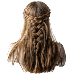 Fototapeta premium Elegant Women's Braided Hairstyle with Transparent Background