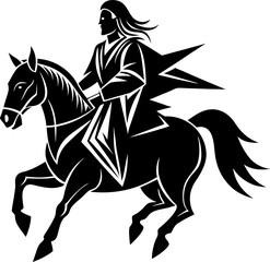 illustration of jesus riding a horse silhouette
