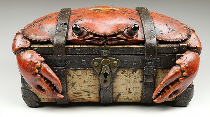 Intricate Crab Shaped Antique Wooden Chest of excellence in splendor beyond compare with grace.