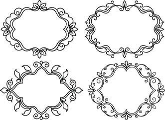 Vintage decorative frames vector set with floral patterns and ornate details