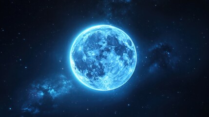 Blue moon in deep space.  Possible use  Astronomy background