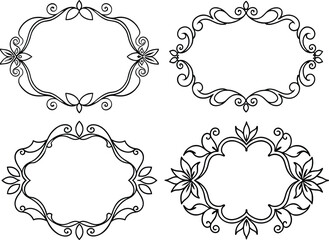 A vector set of vintage frames offers ornate floral elements for retro design