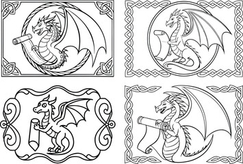 Hand-drawn vintage set of zodiac symbols and illustrations in retro style