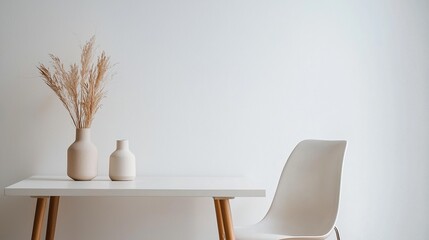 Minimalist Interior with Vase Decoration for Home Decor Magazines.
