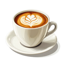 Elegant Coffee Art: A Delightful Latte Creation Isolated on Black Backdrop