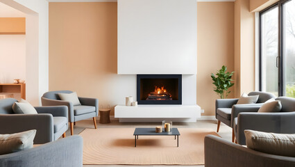 Obraz premium living room with fireplace