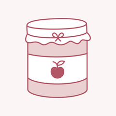 Apple Jam Jar Illustration: A charming illustration of a jar of apple jam, featuring a red apple label, evoking a sense of homemade goodness and simplicity. 