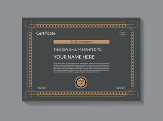 Elegant And Modern Certificate Template Design with golden details