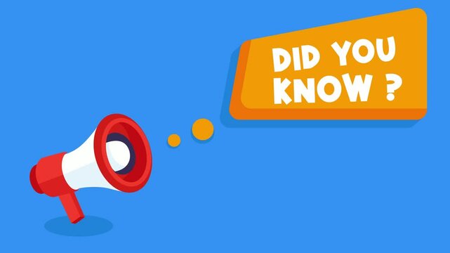 animation Megaphone with chat box for did you know concept.Motion graphics concept of did you know for fact