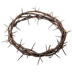 Fototapeta premium A Detailed Image of a Crown of Thorns a Symbol of Jesus Christs Passion and Sacrifice isolated on white or transparent background Generative AI