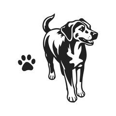 Dog logo. Dog icon template. Detailed image. Pet emblem, dog illustration, dog portrait, guard dog