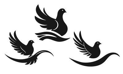 Dove logo. Bird icon template. Symbol of peace freedom and hope. Bird logo, flying dove, dove of peace, vector dove