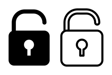 Vector illustration of Unlock icon set isolated on transparent background
