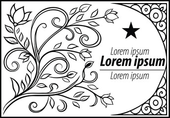 Ornate floral pattern with elegant swirls and leaves in a vintage style, perfect for decorative borders or wedding designs