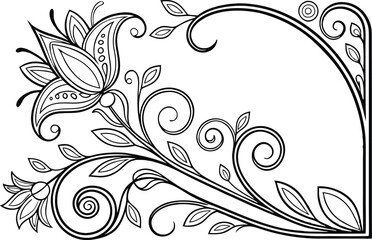 Elegant abstract floral design with ornate patterns and decorative elements in vintage style