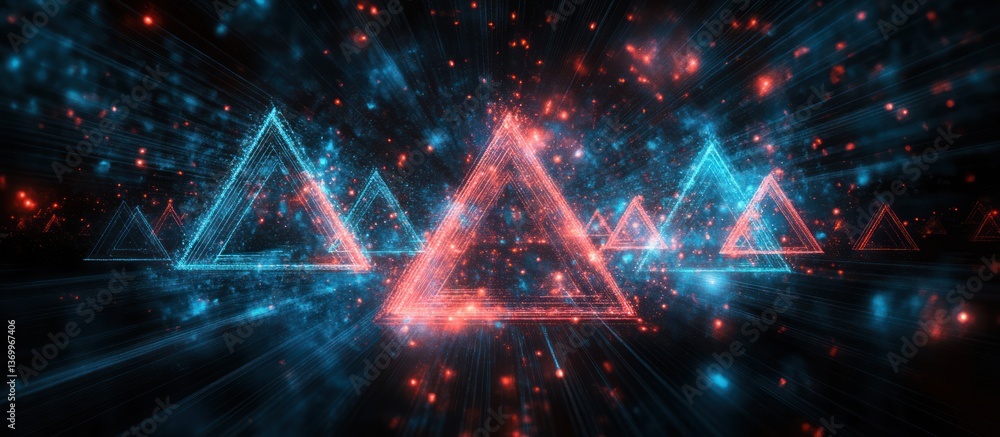 Poster abstract triangles in motion background