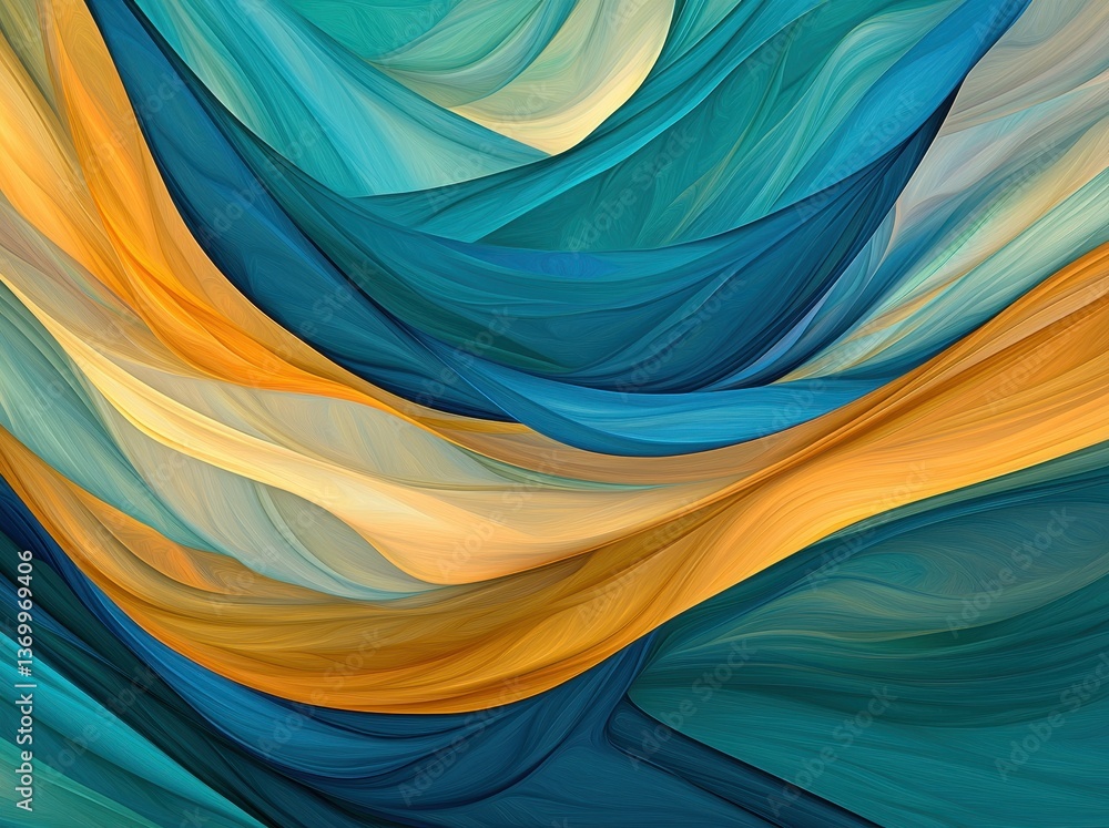 Poster abstract waves of colorful fabrics in motion and flowing design