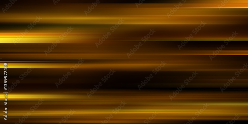 Poster abstract blurred background with colorful stripes of light on dark orange and black, horizontal line