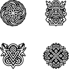 Collection of Slavic Pagan Symbols Glyph Icons 

