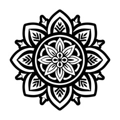 A solid style icon of flower mandala tattoo