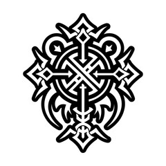 A glyph style icon of slavic staff tattoo
