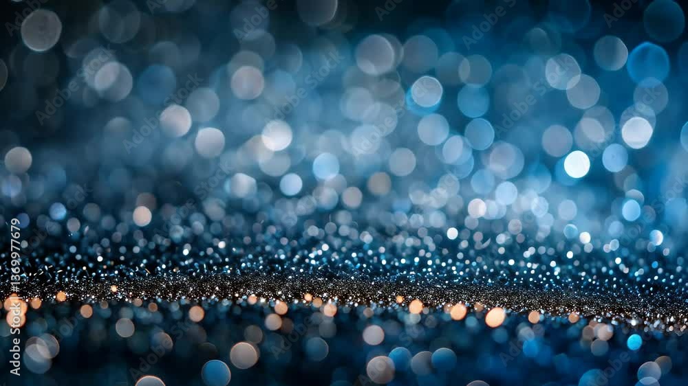 Aufkleber a captivating array of blue and silver sparkles fills the dark backdrop, reflecting light in various