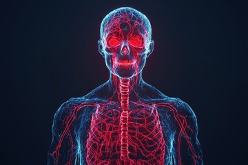 Exploring human anatomy science lab digital visualization dark environment 3d model concept