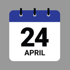 Vector illustration of a calendar icon showing dates and events. APRIL 24 Calendar Icon – Flat Design, Minimalist Date Illustration