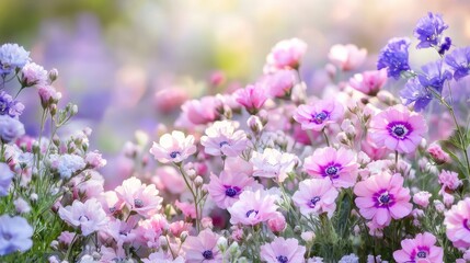 Vibrant Blossoms in Garden Displaying Assorted Colors and Beauty
